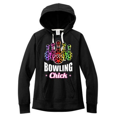 Bowler Chick Bowling Ball Leopard Art Bowling Women's Fleece Hoodie