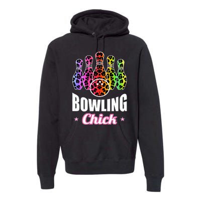 Bowler Chick Bowling Ball Leopard Art Bowling Premium Hoodie