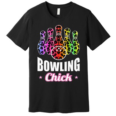 Bowler Chick Bowling Ball Leopard Art Bowling Premium T-Shirt