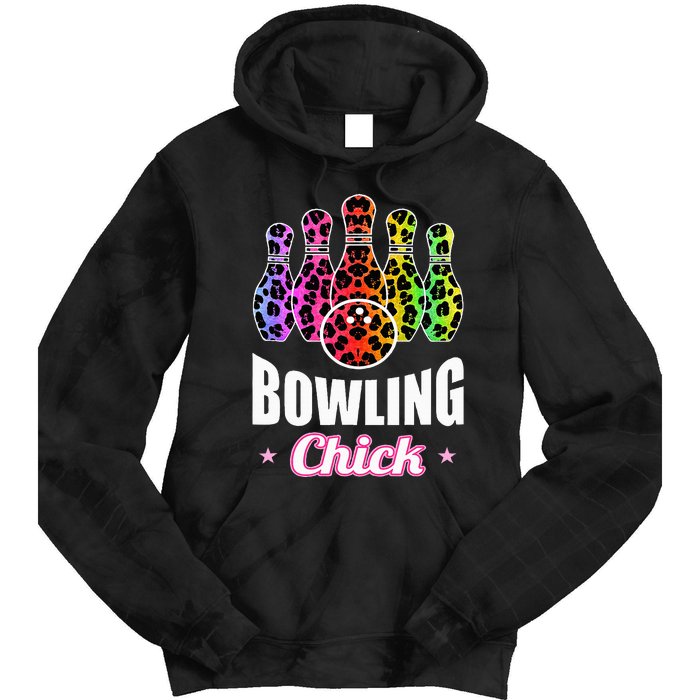 Bowler Chick Bowling Ball Leopard Art Bowling Tie Dye Hoodie