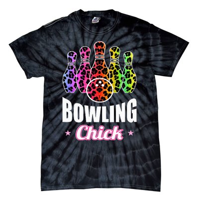 Bowler Chick Bowling Ball Leopard Art Bowling Tie-Dye T-Shirt