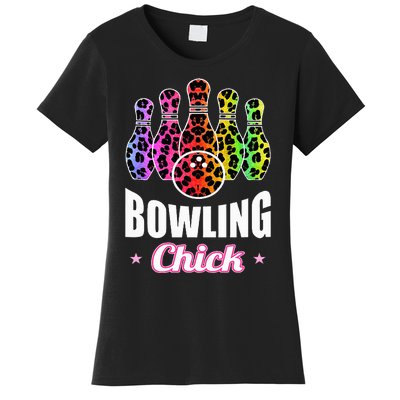 Bowler Chick Bowling Ball Leopard Art Bowling Women's T-Shirt