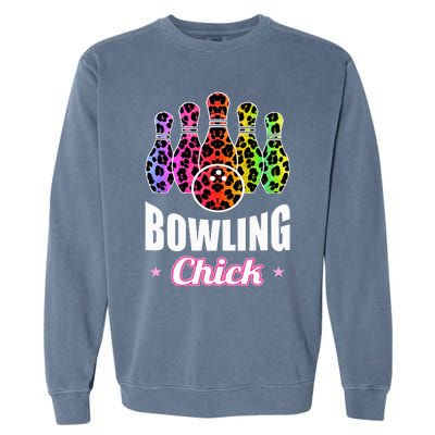 Bowler Chick Bowling Ball Leopard Art Bowling Garment-Dyed Sweatshirt