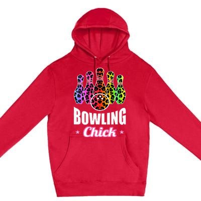 Bowler Chick Bowling Ball Leopard Art Bowling Premium Pullover Hoodie