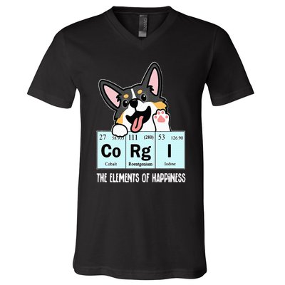 Black Corgi V-Neck T-Shirt