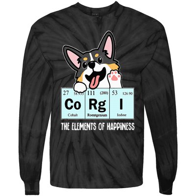 Black Corgi Tie-Dye Long Sleeve Shirt