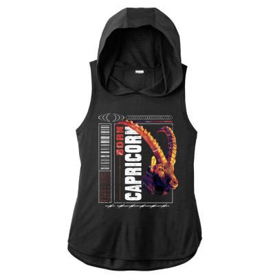 Born Capricorn Ladies PosiCharge Tri-Blend Wicking Draft Hoodie Tank