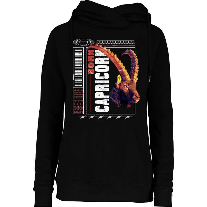 Born Capricorn Womens Funnel Neck Pullover Hood