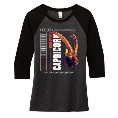 Born Capricorn Women's Tri-Blend 3/4-Sleeve Raglan Shirt