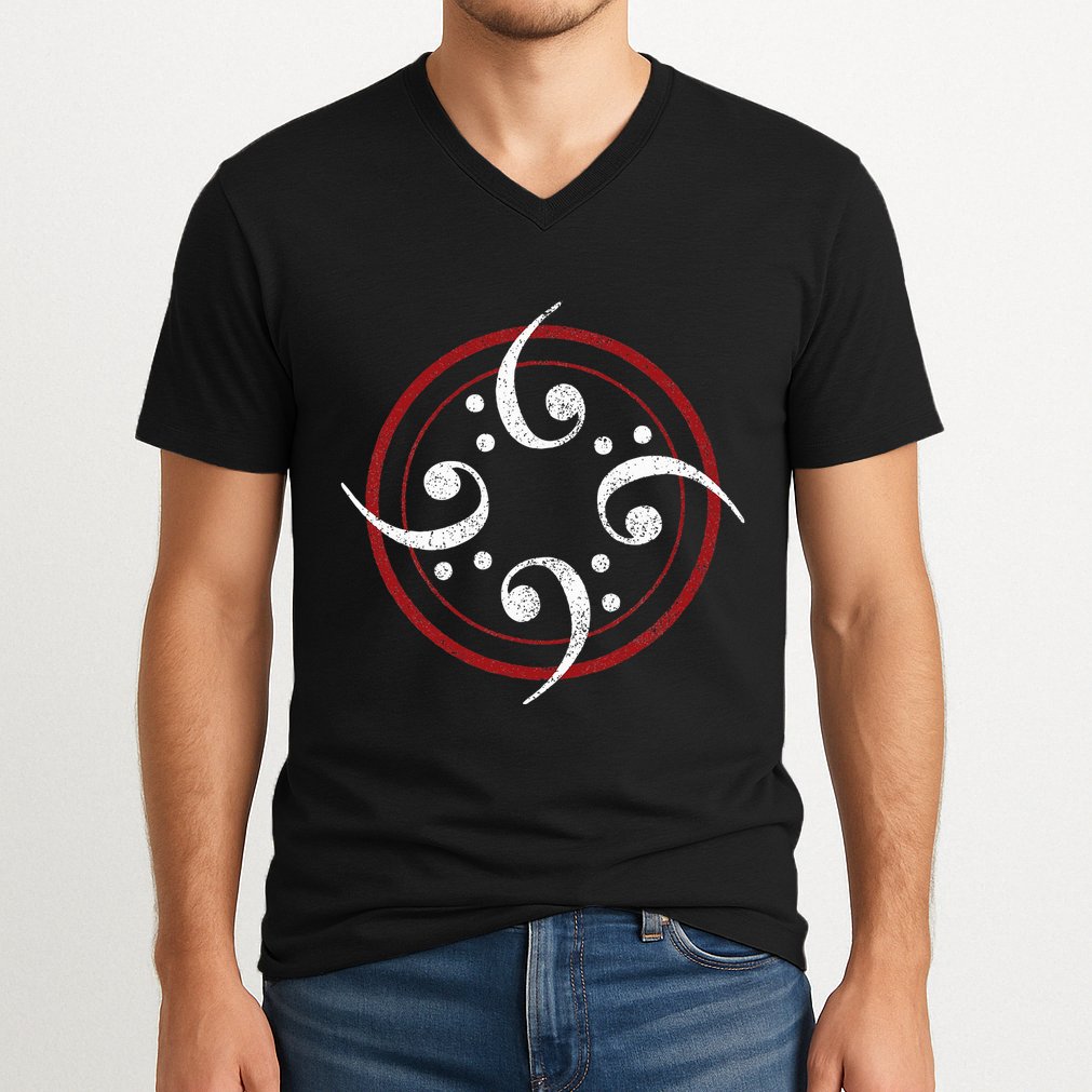 Bass Clef Bass Guitar Player Bassist V-Neck T-Shirt