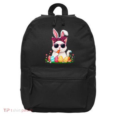 Bunny Cat Bow Tie Eating Carrot Easter Eggs Owner Family 16 in Basic Backpack