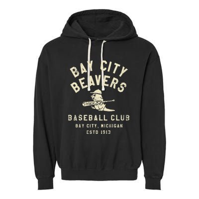 Bay City Beavers Michigan Vintage Defunct Baseball Teams Garment-Dyed Fleece Hoodie