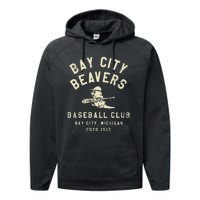 Bay City Beavers Michigan Vintage Defunct Baseball Teams Performance Fleece Hoodie