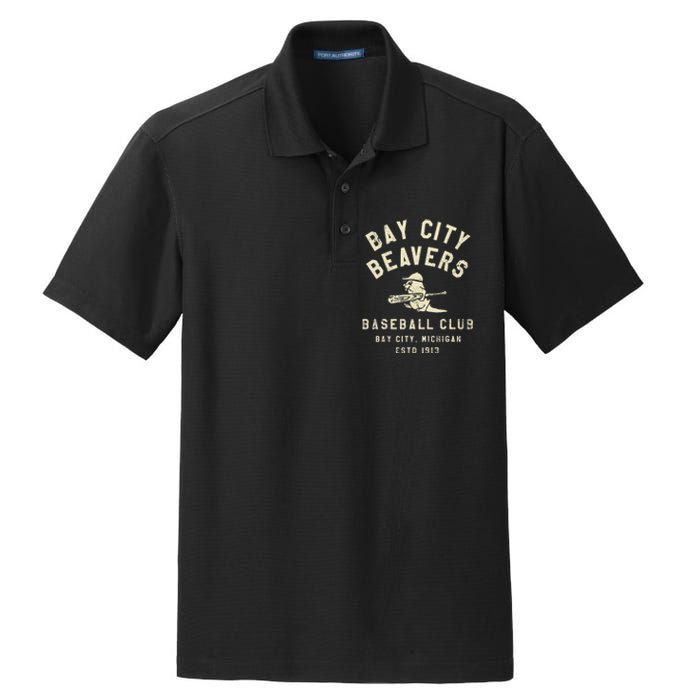 Bay City Beavers Michigan Vintage Defunct Baseball Teams Dry Zone Grid Polo