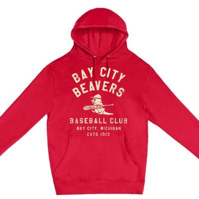 Bay City Beavers Michigan Vintage Defunct Baseball Teams Premium Pullover Hoodie