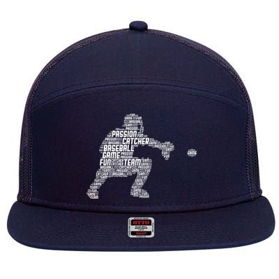Baseball Catcher 7 Panel Mesh Trucker Snapback Hat