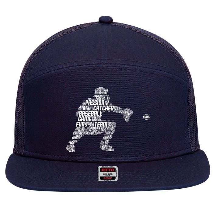 Baseball Catcher 7 Panel Mesh Trucker Snapback Hat