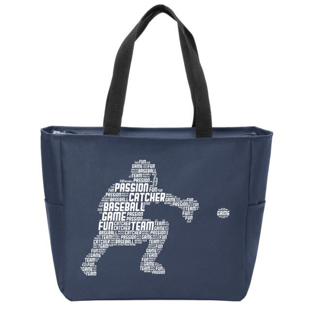 Baseball Catcher Zip Tote Bag