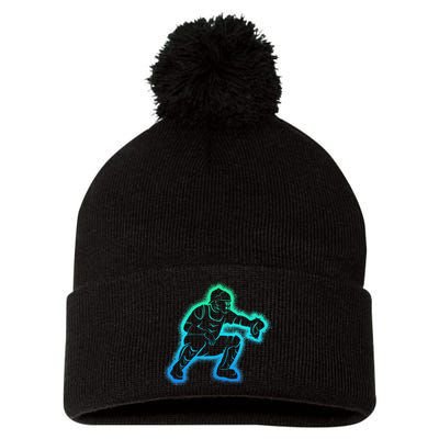 Baseball Catcher Pom Pom 12in Knit Beanie
