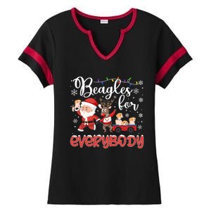 Beagle Christmas Beagles For Everybody Beagle Xmas Gift Ladies Halftime Notch Neck Tee