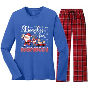 Beagle Christmas Beagles For Everybody Beagle Xmas Gift Women's Long Sleeve Flannel Pajama Set 