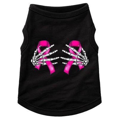 Breast Cancer Boob Skeleton Hand On Ribbon Halloween Doggie Tank
