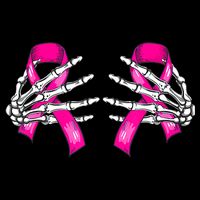 Breast Cancer Boob Skeleton Hand On Ribbon Halloween Womens Tank Top