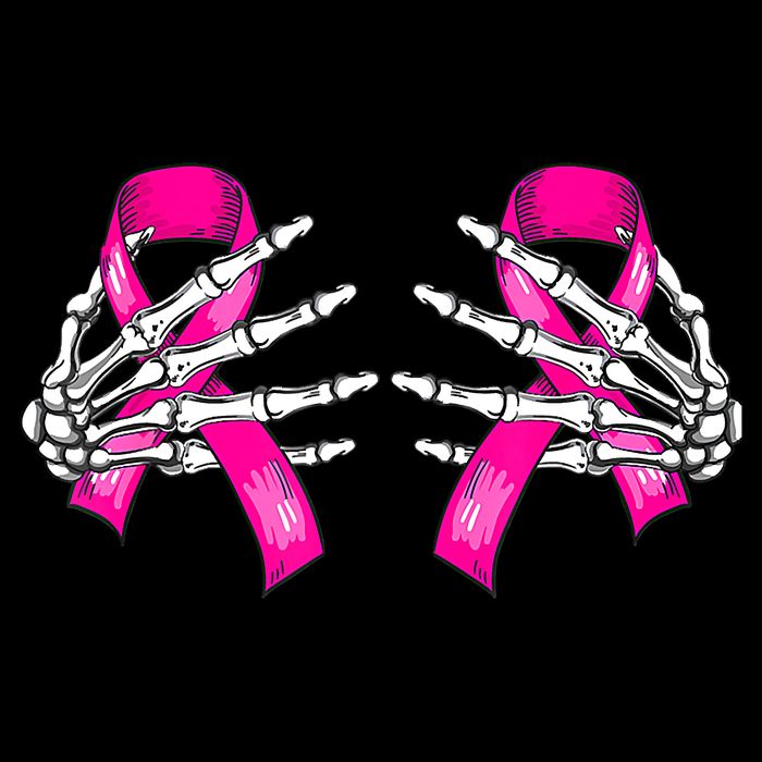 Breast Cancer Boob Skeleton Hand On Ribbon Halloween Womens Tank Top