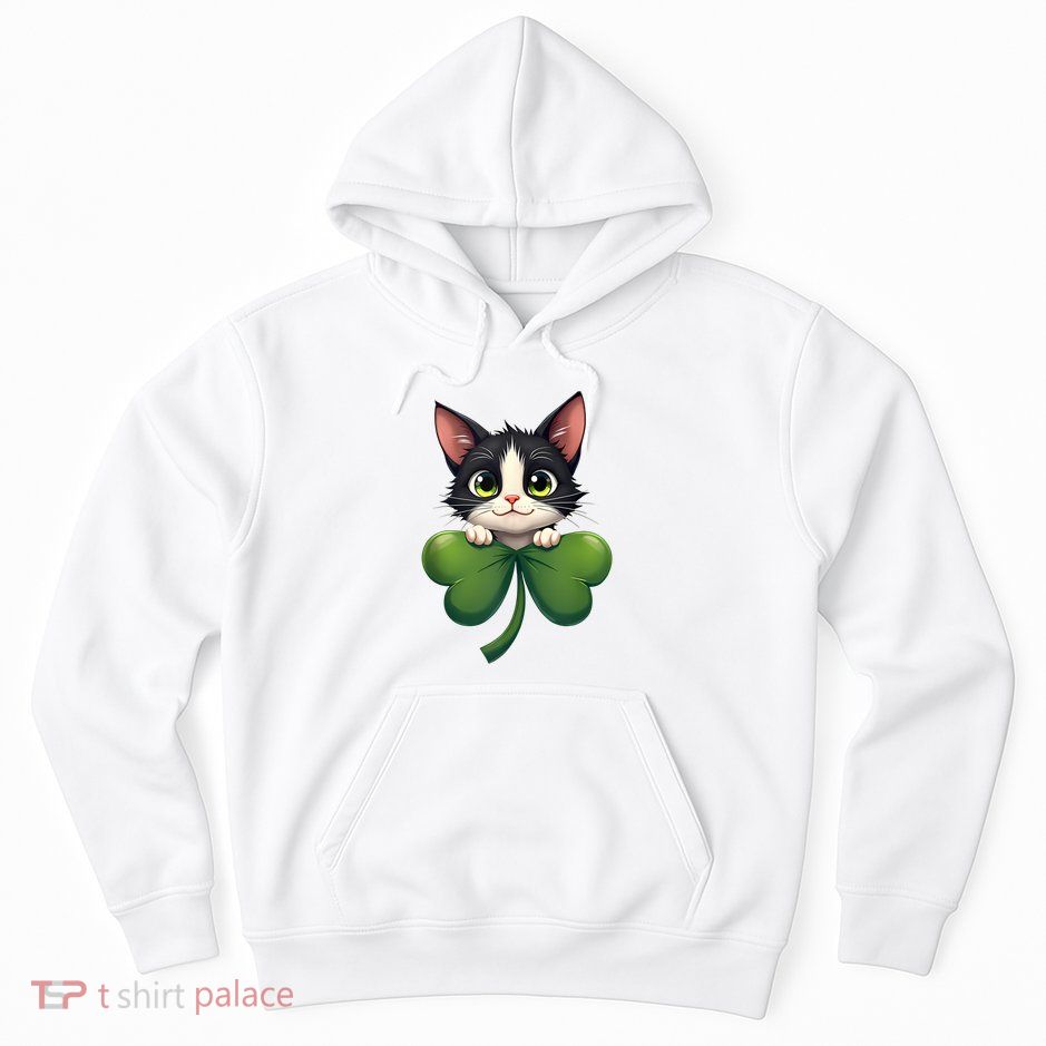 Black Cat Boy St Patrick Day Shamrock Tuxedo Cat Lover Tank Top Hoodie
