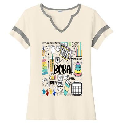 Board Certified Behavior Analyst BCBA Symbols ABA Therapist Ladies Halftime Notch Neck Tee