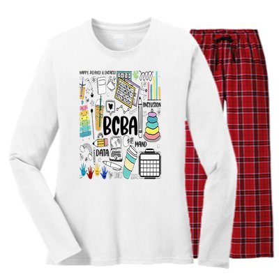 Board Certified Behavior Analyst BCBA Symbols ABA Therapist Women's Long Sleeve Flannel Pajama Set 