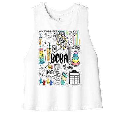 Board Certified Behavior Analyst BCBA Symbols ABA Therapist Women's Racerback Cropped Tank