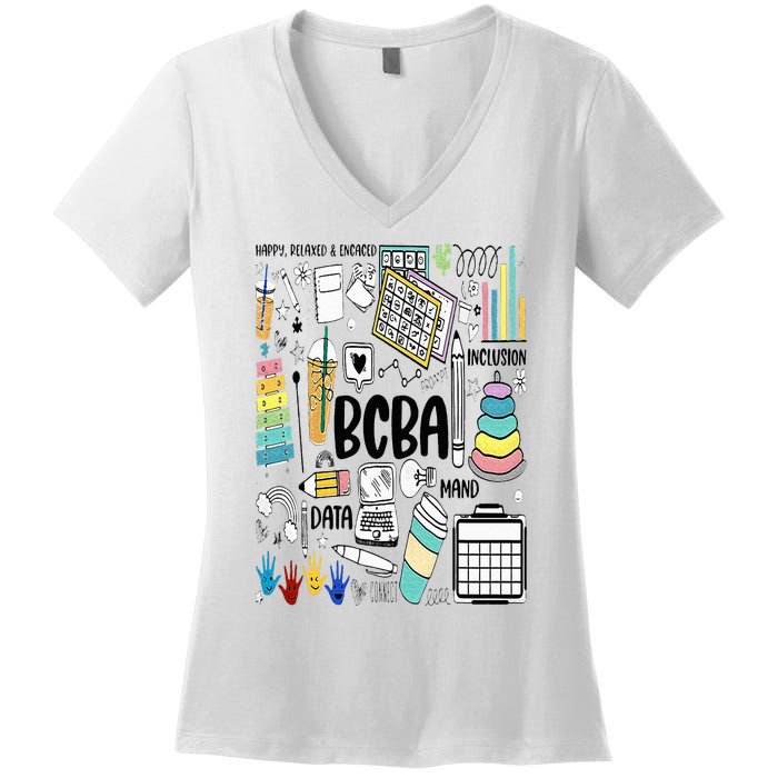 Board Certified Behavior Analyst BCBA Symbols ABA Therapist Women's V-Neck T-Shirt