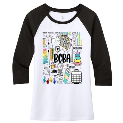 Board Certified Behavior Analyst BCBA Symbols ABA Therapist Women's Tri-Blend 3/4-Sleeve Raglan Shirt