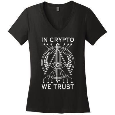 Bitcoins Cryptocurrency Bitcoin In Crypto We Trust Women's V-Neck T-Shirt