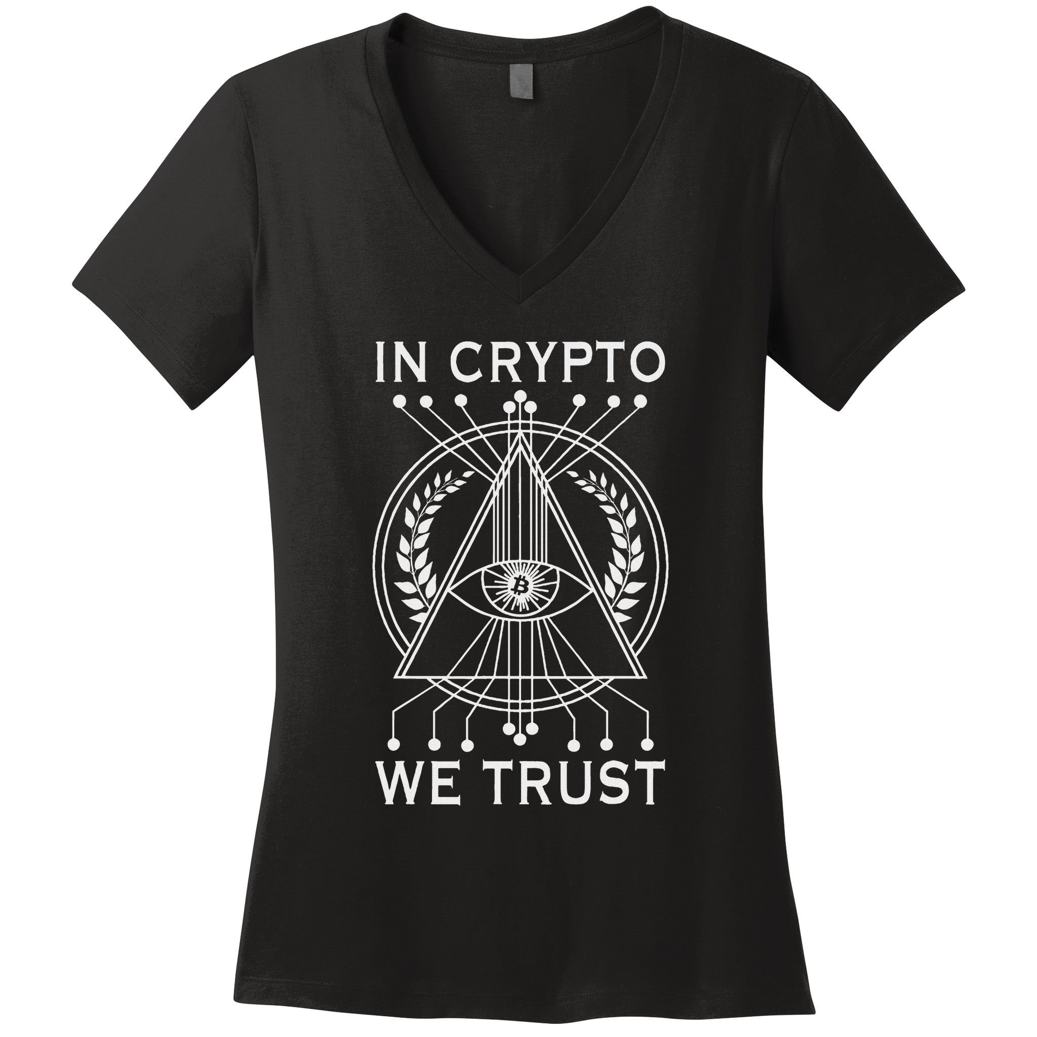 Bitcoins Cryptocurrency Bitcoin In Crypto We Trust Women's V-Neck T-Shirt