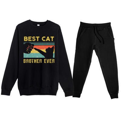 Best Cat Brother Ever Vintage Cats Happy Fathers Day Premium Crewneck Sweatsuit Set