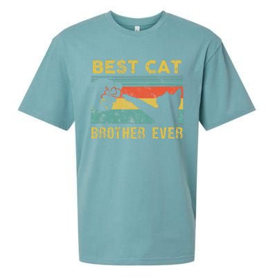 Best Cat Brother Ever Vintage Cats Happy Fathers Day Sueded Cloud Jersey T-Shirt