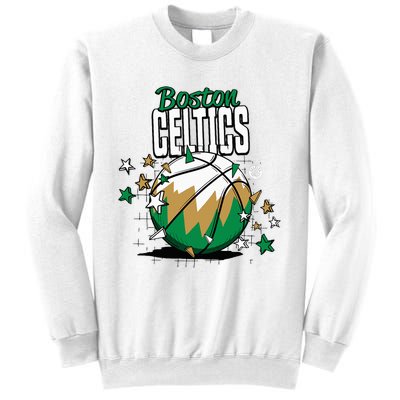 Boston Celtic Basketball Doodle Stars Sweatshirt