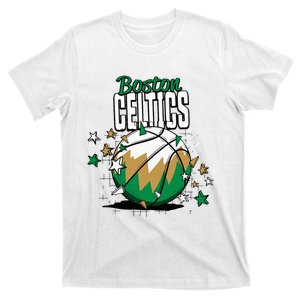 Boston Celtic Basketball Doodle Stars T-Shirt