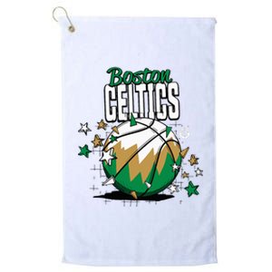 Boston Celtic Basketball Doodle Stars Platinum Collection Golf Towel