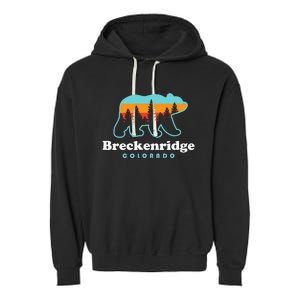 Breckenridge Colorado Bear Mountains Trees Garment-Dyed Fleece Hoodie