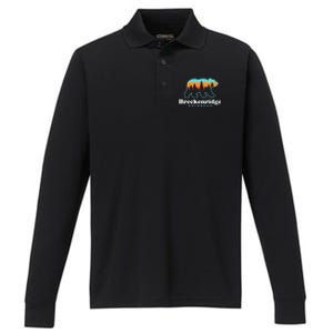 Breckenridge Colorado Bear Mountains Trees Performance Long Sleeve Polo