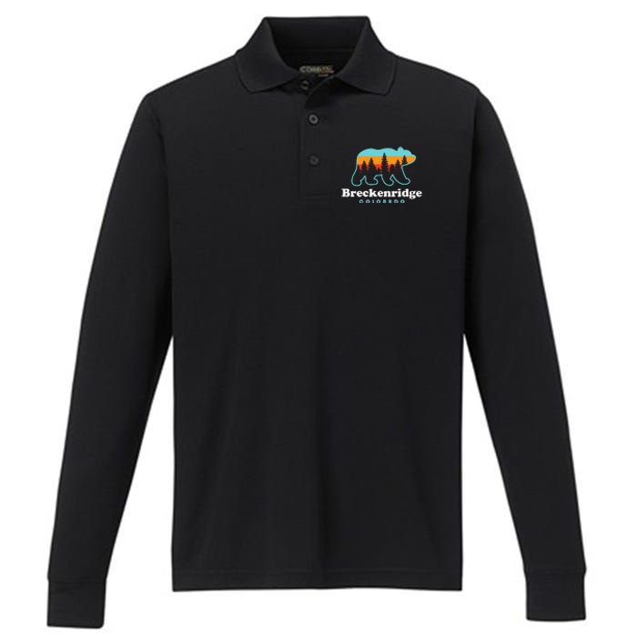 Breckenridge Colorado Bear Mountains Trees Performance Long Sleeve Polo