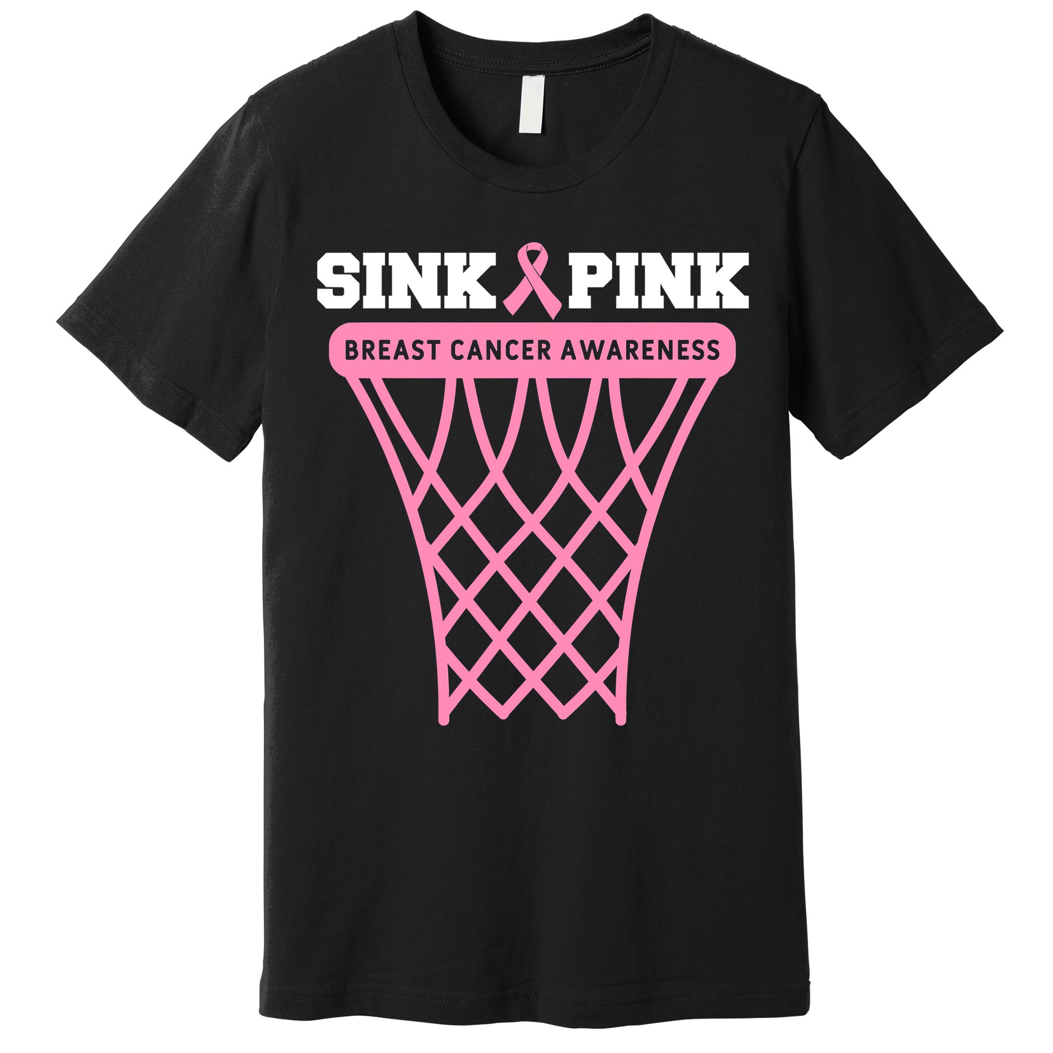Breast Cancer Basketball Goal Pink Ribbon Awareness Premium T-Shirt
