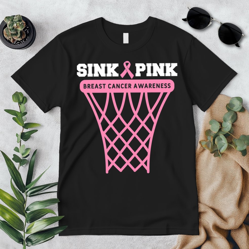 Breast Cancer Basketball Goal Pink Ribbon Awareness Premium T-Shirt