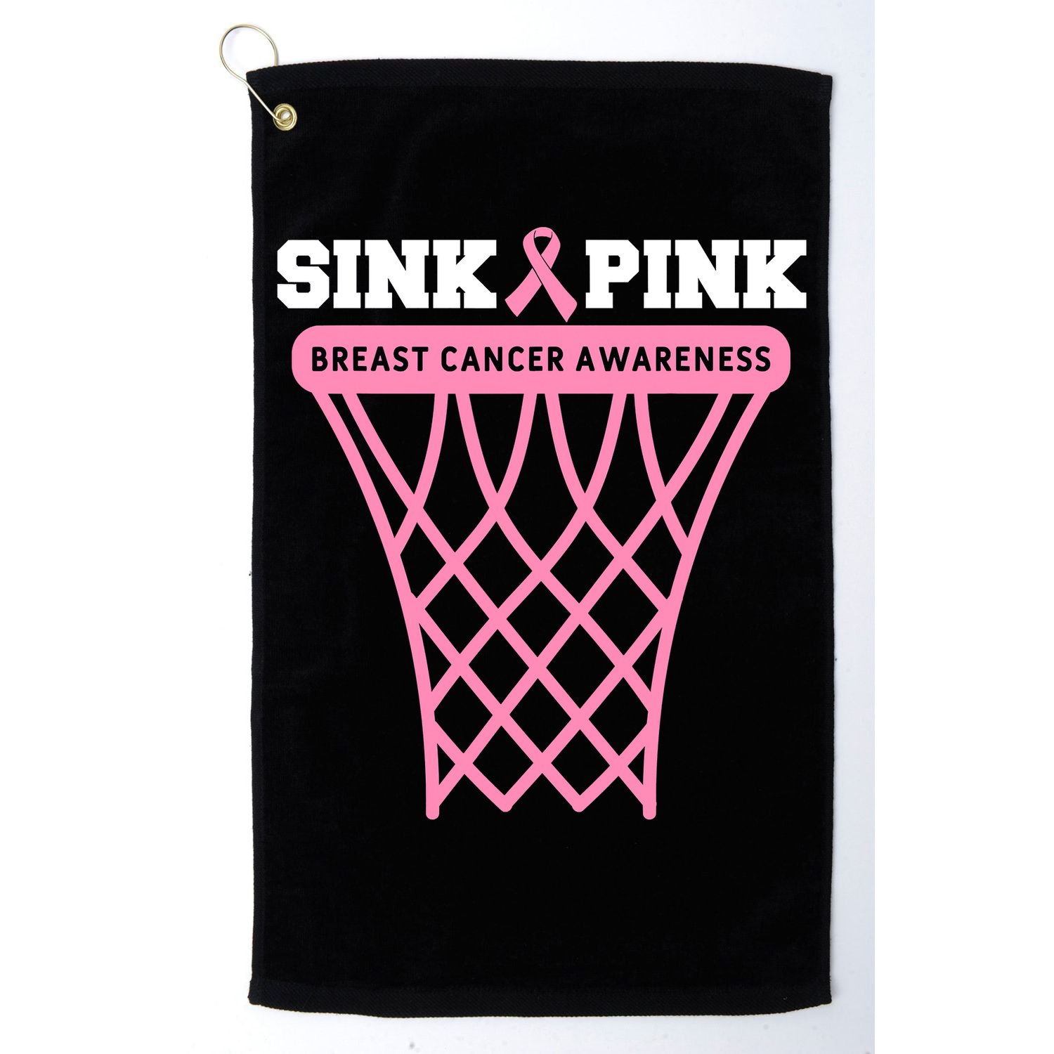 Breast Cancer Basketball Goal Pink Ribbon Awareness Golf Towel