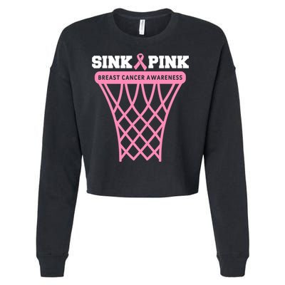 Breast Cancer Basketball Goal Pink Ribbon Awareness Cropped Pullover Crew