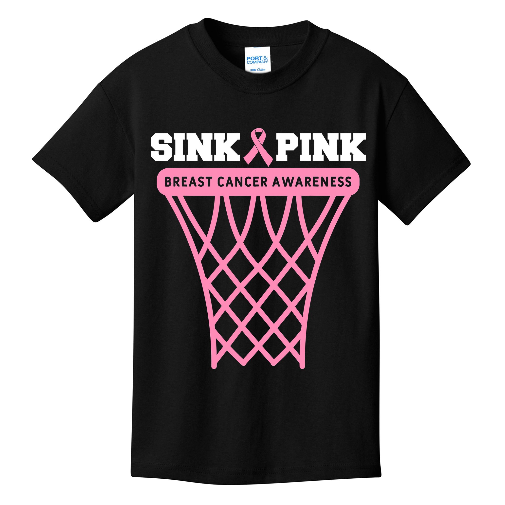 Breast Cancer Basketball Goal Pink Ribbon Awareness Kids T-Shirt