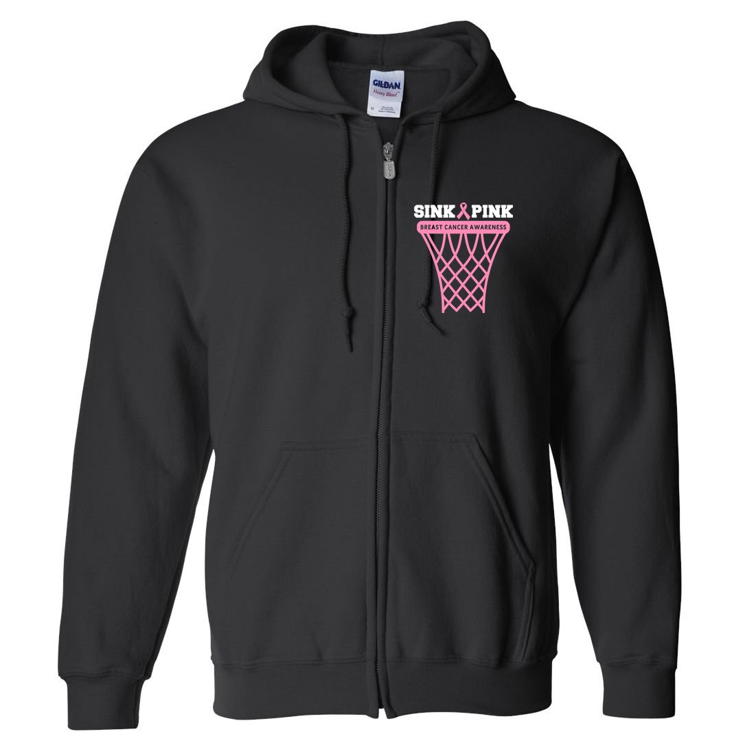 Breast Cancer Basketball Goal Pink Ribbon Awareness Full Zip Hoodie